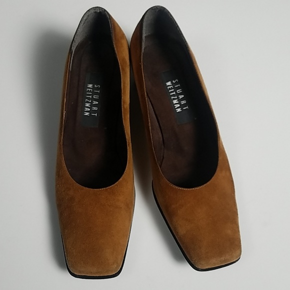 Stuart Weitzman Tan Suede Block Heels 8.5 - Picture 5 of 5
